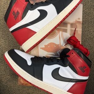 Jordan 1 Retro High OG Black Toe Reimagined:  Black, Red, and White